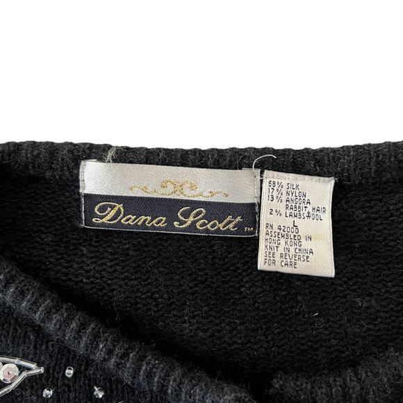 VINTAGE Dana Scott Sequin Beaded Button Up Cardigan Sweater Silk Blend Large - Picture 7 of 8